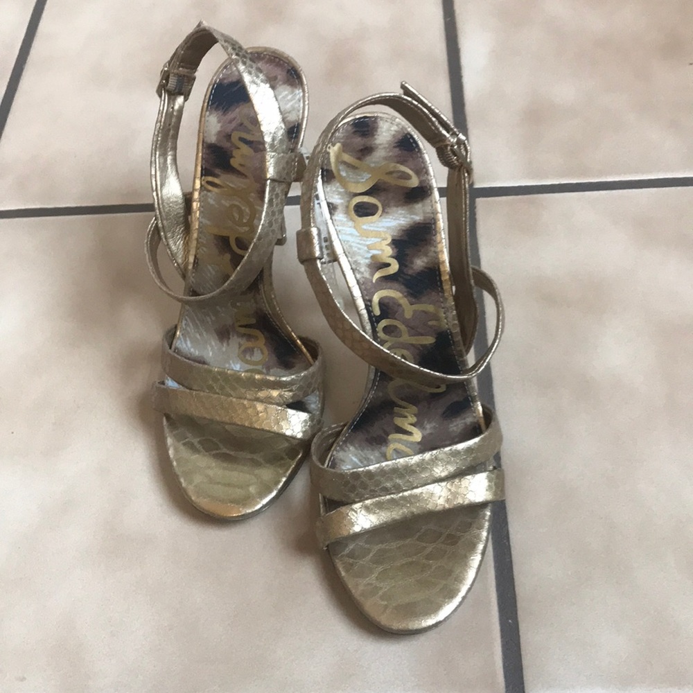 New Sam Edelman Gold Strappy Heels